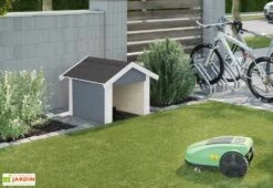 Abri Pour Robot Tondeuse En Bois D’épicéa 80 X 87 X 71 Cm -Outils De Jardinage abri robot tondeuse bois gris weka