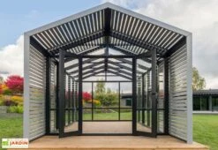 Serre De Jardin En Bois Et Verre Trempé Avec Panneaux Occultants – Lilas -Outils De Jardinage avancee serre jardin bois stali design 04