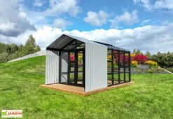 Serre De Jardin En Bois Et Verre Trempé Avec Panneaux Occultants – Mimosas -Outils De Jardinage avancee serre jardin verre bois stali 1