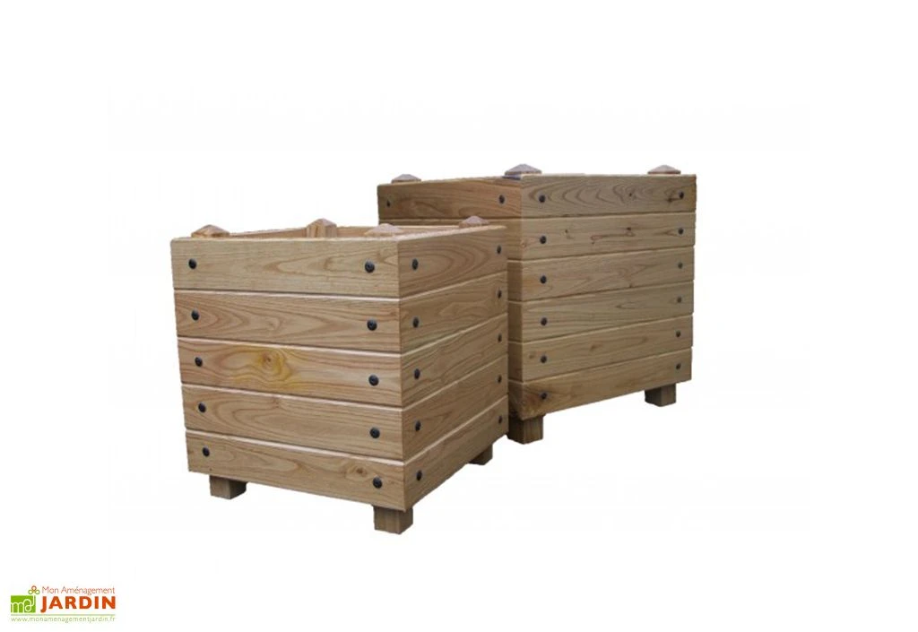 Bac à Fleurs Carré En Bois De Châtaignier Lasuré - Classics 3 Bac à Fleurs Carré En Bois De Châtaignier Lasuré - Classics