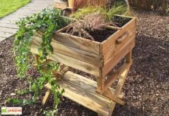 Solid Carré Potager En Bois Autoclave Sur Pieds Réglable 80 X 60 Cm -Outils De Jardinage carre potager bois autoclave pieds reglables 80x60cm 1