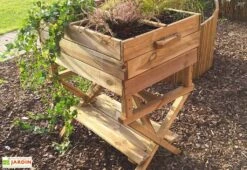 Solid Carré Potager En Bois Autoclave Sur Pieds Réglable 80 X 60 Cm -Outils De Jardinage carre potager bois autoclave pieds reglables 80x60cm 2