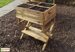Solid Carré Potager En Bois Autoclave Sur Pieds Réglable 80 X 60 Cm