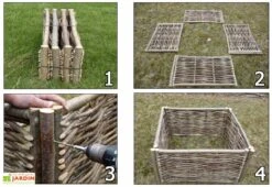 Carré Potager En Noisetier 0,90x0,90x50 M -Outils De Jardinage carre potager noisetier tfs 2