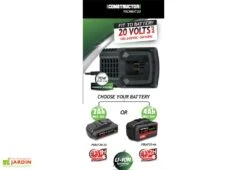 Chargeur Rapide Pour Batterie Lithium 20V PowerShared -Outils De Jardinage chargeur rapide batterie 20v constructor 2