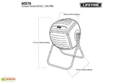 Composteur Rotatif 189L En Polyéthylène Lifetime -Outils De Jardinage composteur resine lifetime 60076 6