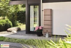 Garantia Récupérateur D'eau De Pluie 300 L Avec Robinet Et Collecteur - Slim -Outils De Jardinage cuve recuperateur eau de pluie decoratif 300 litres marron taupe garantia