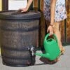 Roto Cuve De Récupération D’Eau De Pluie 130 L Tonneau Imitation Bois -Outils De Jardinage cuve recuperateur eau pluie tonneau imitation bois