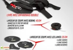 Débroussailleuse Thermique 52 CC + 3 Lames -Outils De Jardinage debrousailleuse thermique lames 25cm bobines 43cm