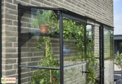 Halls Serre De Jardin Adossée En Verre Trempé Qube Lean-to 26 – 1,2 M² -Outils De Jardinage detail serre jardin murale verre