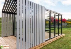 Serre De Jardin En Bois Et Verre Trempé Avec Panneaux Occultants – Mimosas -Outils De Jardinage details serre jardin verre bois stali 1