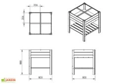 Carré Potager En Bois Autoclave Sur Pieds 80 X 80 Cm H. 88 Cm - Rezekne -Outils De Jardinage dimensions carre potager bois sureleve ekju 253394