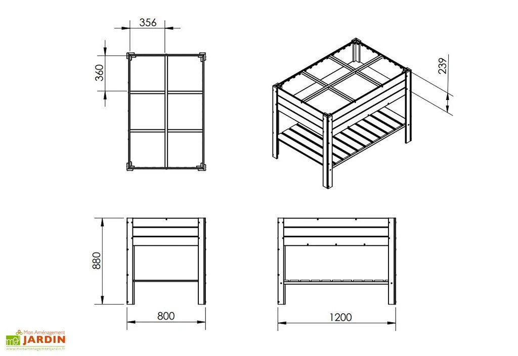 Carré Potager En Bois Autoclave Sur Pieds 120 X 80 Cm H. 88 Cm - Ventspils 8 Carré Potager En Bois Autoclave Sur Pieds 120 X 80 Cm H. 88 Cm - Ventspils – Image 6