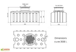 Cuve De Récupération D’eau De Pluie Enterrée – 2000 L Plate -Outils De Jardinage dimensions cuve 2000l greenlife