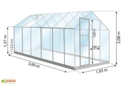 Serre De Jardin En Verre Trempé Lams 7,3 M² - Allium Vert 13 Serre De Jardin En Verre Trempé Lams 7,3 M² - Allium Vert -Outils De Jardinage dimensions serre lams allium 7 30m2 1