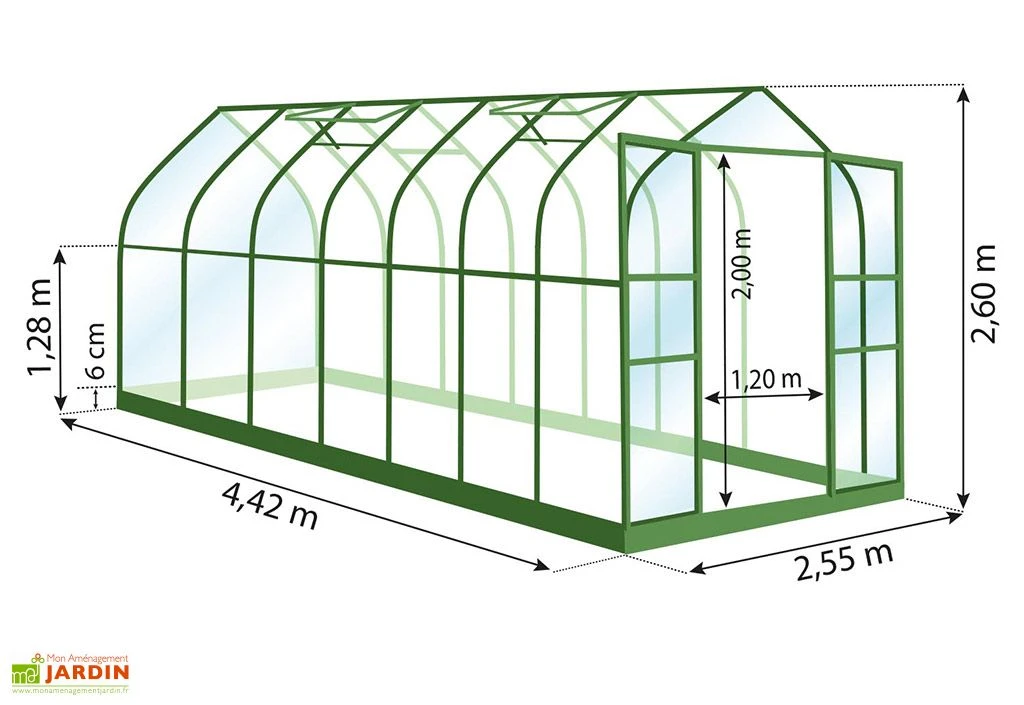 Serre De Jardin En Verre Trempé Lams 11,3 M² - Aloe Vert 4 Serre De Jardin En Verre Trempé Lams 11,3 M² - Aloe Vert – Image 2