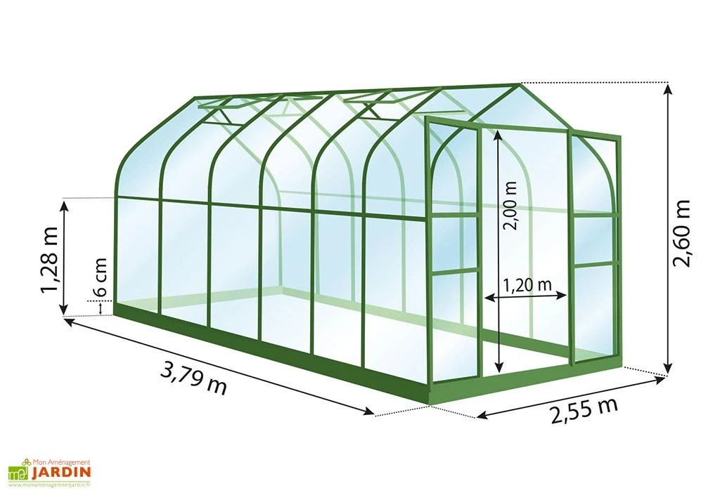 Serre De Jardin En Verre Trempé Lams 9,7 M² - Aloe Vert 4 Serre De Jardin En Verre Trempé Lams 9,7 M² - Aloe Vert – Image 2