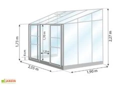 Serre De Jardin Adossée En Verre Lams 4,9 M² - Melissa Anthracite -Outils De Jardinage dimensions serre lams melissa 4 90m2 1