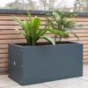Jardinière Rectangulaire En Métal Thermolaqué Gris Anthracite -Outils De Jardinage ensemble jardiniere terrasse
