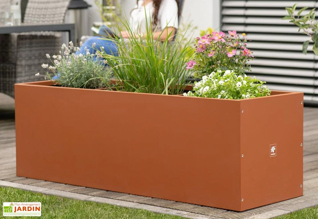 Jardinière Rectangulaire En Métal Thermolaqué Couleur Rouille 3 Jardinière Rectangulaire En Métal Thermolaqué Couleur Rouille