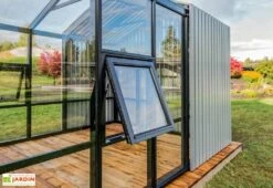 Serre De Jardin En Bois Et Verre Trempé Avec Panneaux Occultants – Jasmin -Outils De Jardinage fenetre serre jardin bois stali design 05