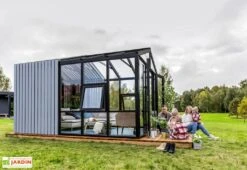 Serre De Jardin En Bois Et Verre Trempé Avec Panneaux Occultants – Jasmin -Outils De Jardinage jardin hiver bois panneaux occultants stali design 05