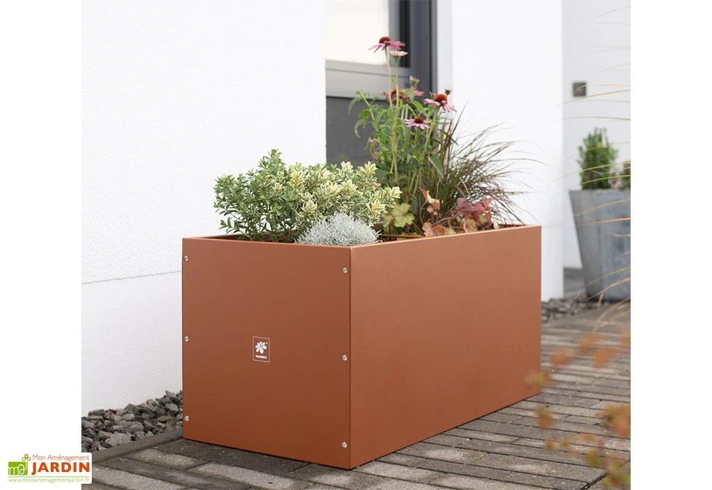 Jardinière Rectangulaire En Métal Thermolaqué Couleur Rouille 4 Jardinière Rectangulaire En Métal Thermolaqué Couleur Rouille – Image 2