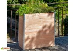 Jardinière En Bois Douglas Et Aluminium 75 X 35 X 80 Cm