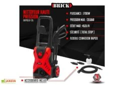 Nettoyeur Haute Pression électrique – 1700 W -Outils De Jardinage nettoyeur haute pression rouge 1700w brick 135bars