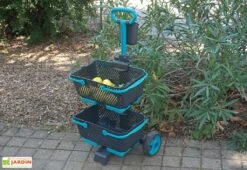 Chariot à Roulettes Avec Paniers De Récolte 15 L - Kajo -Outils De Jardinage panier caddie chariot bleu