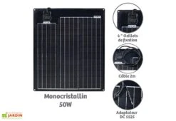Panneau Solaire Monocristallin Semi-rigide 50 W -Outils De Jardinage panneau solaire monocristallin 50w orium