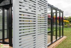 Serre De Jardin En Bois Et Verre Trempé Avec Panneaux Occultants – Lilas -Outils De Jardinage panneaux occultants serre jardin bois stali design 04