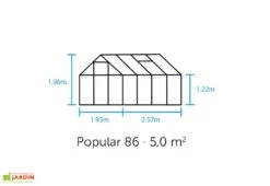 Halls Serre De Jardin En Aluminium Et Verre Trempé Popular 86 - 5 M² -Outils De Jardinage plan dimensions serre jardin popular 86