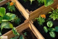 Carré Potager En Bois Autoclave à étages 4 Compartiments - 90 X 90 X 46 Cm -Outils De Jardinage plantes carre potager