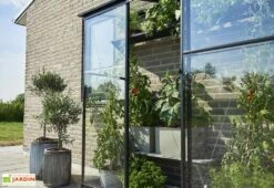Halls Serre De Jardin Adossée En Verre Trempé Qube Lean-to 26 – 1,2 M² -Outils De Jardinage porte coulissante serre murale