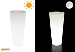 Pot De Fleurs Lumineux Blanc Polyéthylène Hydra H85 Ø39 -Outils De Jardinage pot fleur exterieur polyethylene hydra 85cm lumineux 2