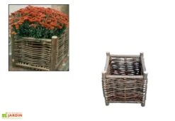 Jardinière Carrée En Bois Noisetier Tressé 40x40x40cm 5 Jardinière Carrée En Bois Noisetier Tressé 40x40x40cm -Outils De Jardinage potager flowerbasket pot fleur bois