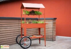 Potager Sur Pieds Avec Roulettes Et Toit 75 X 65 X 150 Cm – Urban Expert -Outils De Jardinage potager sureleve roues pieds