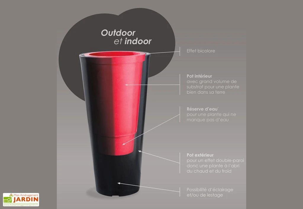 Pot De Fleurs En Plastique Colors Up M Simple Ou Double Paroi (Ø50/33 X 100 Cm) 5 Pot De Fleurs En Plastique Colors Up M Simple Ou Double Paroi (Ø50/33 X 100 Cm) – Image 3