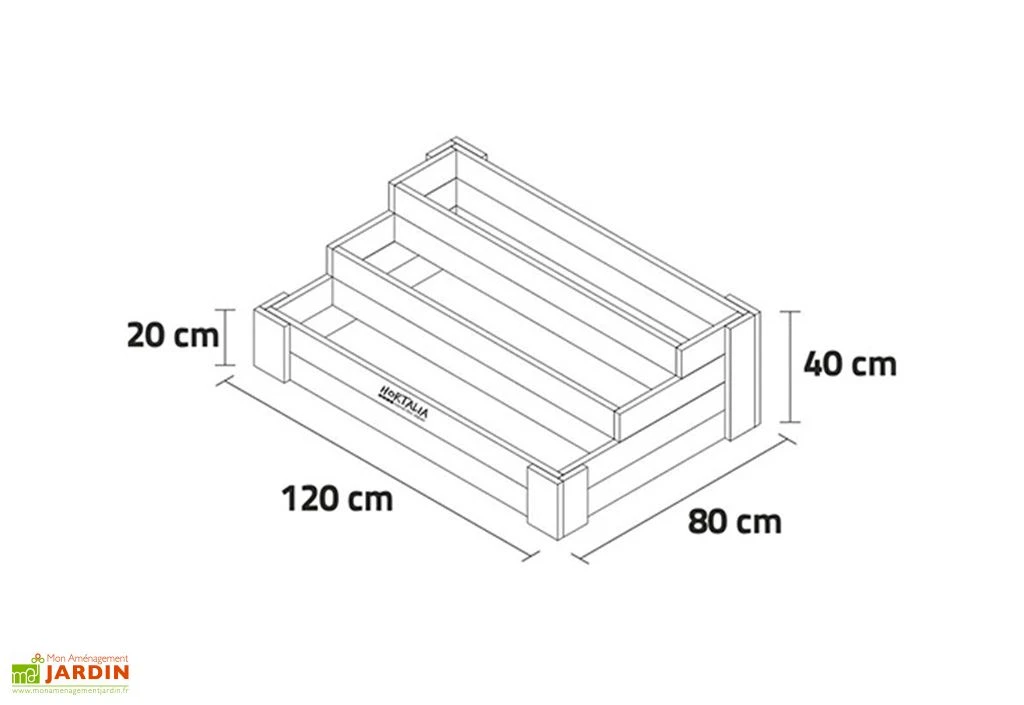 Carré Potager 3 étages En Bois De Pin Traité - 120 X 80 X 40 Cm 6 Carré Potager 3 étages En Bois De Pin Traité - 120 X 80 X 40 Cm – Image 4