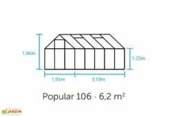 Halls Serre De Jardin En Aluminium Et Verre Trempé Popular 106 - 6,2 M² -Outils De Jardinage schema serre verre popular 106