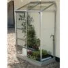 Serre De Jardin Adossée En Verre Lams 0,9 M² - Melissa Alu Naturel -Outils De Jardinage serre adossee petite serre aluminium verre 3mm 130cm