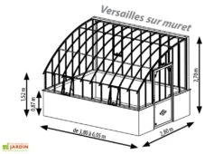Serre Adossée Ancienne En Aluminium Et Verre Trempé 4mm Versailles 380x280m -Outils De Jardinage serre ancienne en aluminium et verre trempe 4mm versailles schema