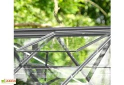 Serre De Jardin Adossée En Verre Lams 1,7 M² - Melissa Anthracite -Outils De Jardinage serre jardin adossee aluminium anthracite verre trempe melissa ida lams 4