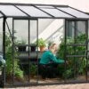 Serre De Jardin Adossée En Verre Lams 4,9 M² - Melissa Anthracite -Outils De Jardinage serre jardin adossee aluminium anthracite verre trempe melissa ida lams 5200 2