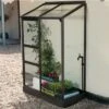 Serre De Jardin Adossée En Verre Lams 0,9 M² - Melissa Anthracite -Outils De Jardinage serre jardin adossee aluminium anthracite verre trempe melissa ida lams 900