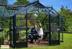 Serre De Jardin Verre Trempé Alu Anthracite 13 M² – Juliana Orangeri -Outils De Jardinage serre jardin aluminium anthracite verre trempe juliana orangerie 3