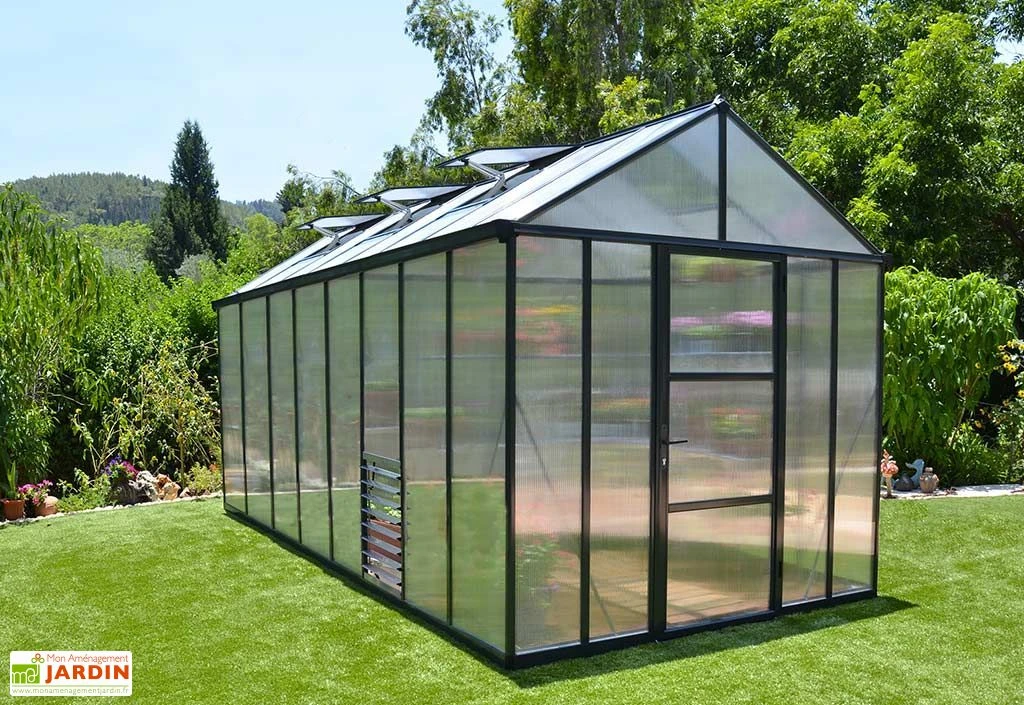 Serre De Jardin En Aluminium Et Polycarbonate Glory 11,8 M² - Grise 3 Serre De Jardin En Aluminium Et Polycarbonate Glory 11,8 M² - Grise