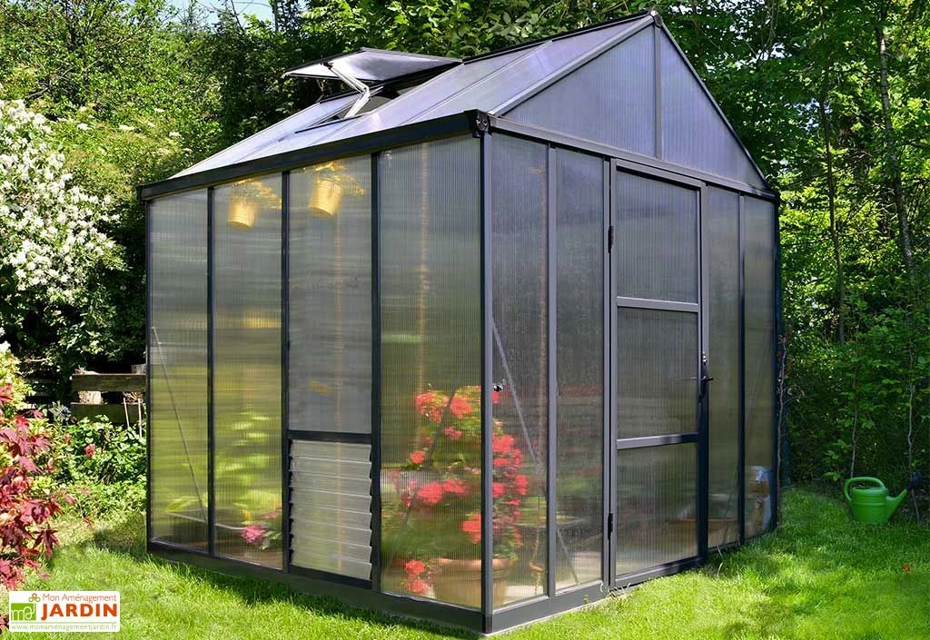 Serre De Jardin En Aluminium Et Polycarbonate Glory 6 M² - Grise 3 Serre De Jardin En Aluminium Et Polycarbonate Glory 6 M² - Grise