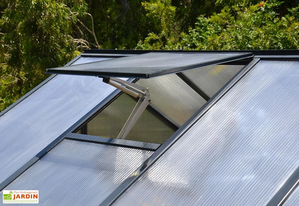 Serre De Jardin En Aluminium Et Polycarbonate Glory 6 M² - Grise 6 Serre De Jardin En Aluminium Et Polycarbonate Glory 6 M² - Grise – Image 4